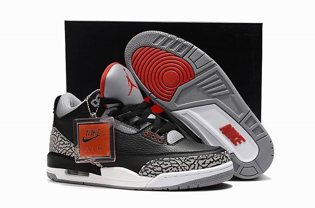 Air Jordan 3 Retro Black Cement Men's Basketball Shoes-03 - Click Image to Close